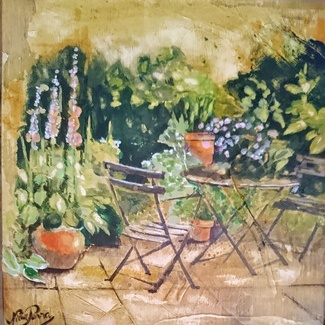 Petit jardin vert, oeuvre de Nina Parra (Evenos) 15 x 15 cm